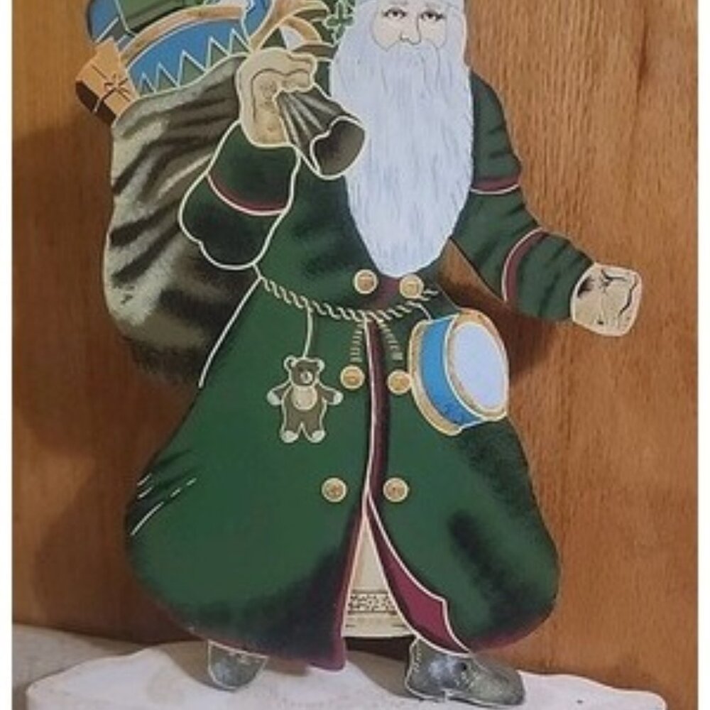 Beautiful Handpainted Old‎ World Santa On Wood Board W/stand Christmas Decor 13"